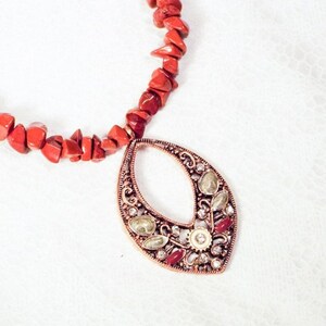 Cynthia Lynn &quot;SIERRA VISTA&quot; Bejeweled Polished Copper Pendant Red Jasper Necklace 16-18 inches