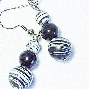 Cynthia Lynn TANZANIA Black and White Zebra Animal Print Silver Earrings image 4