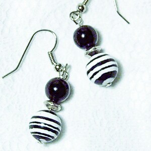 Cynthia Lynn TANZANIA Black and White Zebra Animal Print Silver Earrings image 3