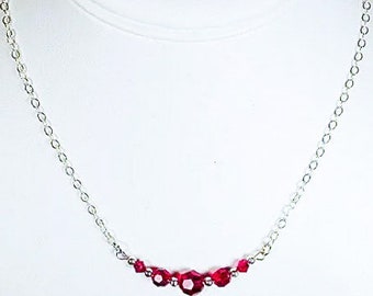 Cynthia Lynn "CELEBRATE" Ruby Red Swarovski Crystal July Birthstone Silver Necklace