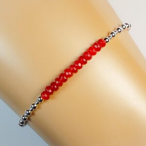 SALE...Cynthia Lynn &quot;SHIMMER&quot; Sterling Silver Red Ruby July Birthstone Minimalist Bracelet