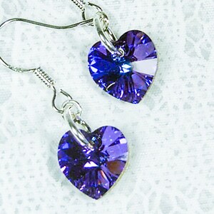 Cynthia Lynn &quot;DARING HEART&quot; Sterling Silver Brilliant Swarovski Heliotrope Xilion Heart Shape Crystal Earrings