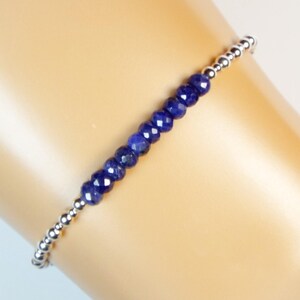 SALE..Cynthia Lynn &quot;SHIMMER&quot; Sterling Silver September Birthstone Blue Sapphire Minimalist Bracelet