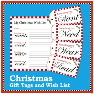 Printable Christmas Tags and Wish List