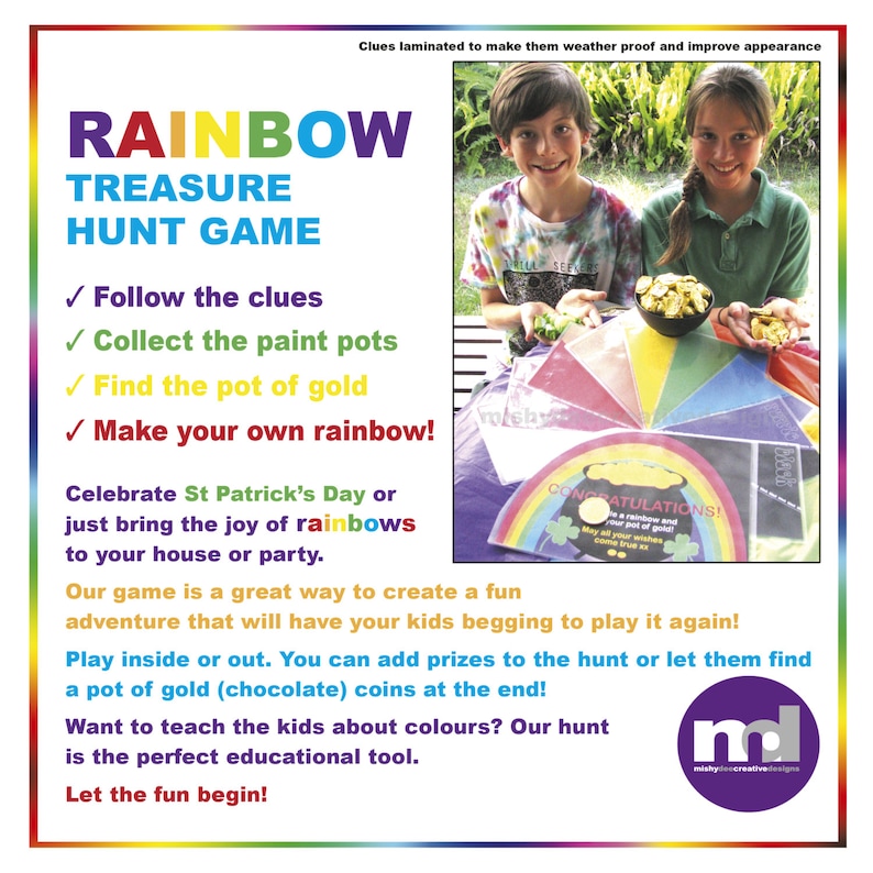 Rainbow Treasure Hunt Game Find the Pot of Gold Etsy