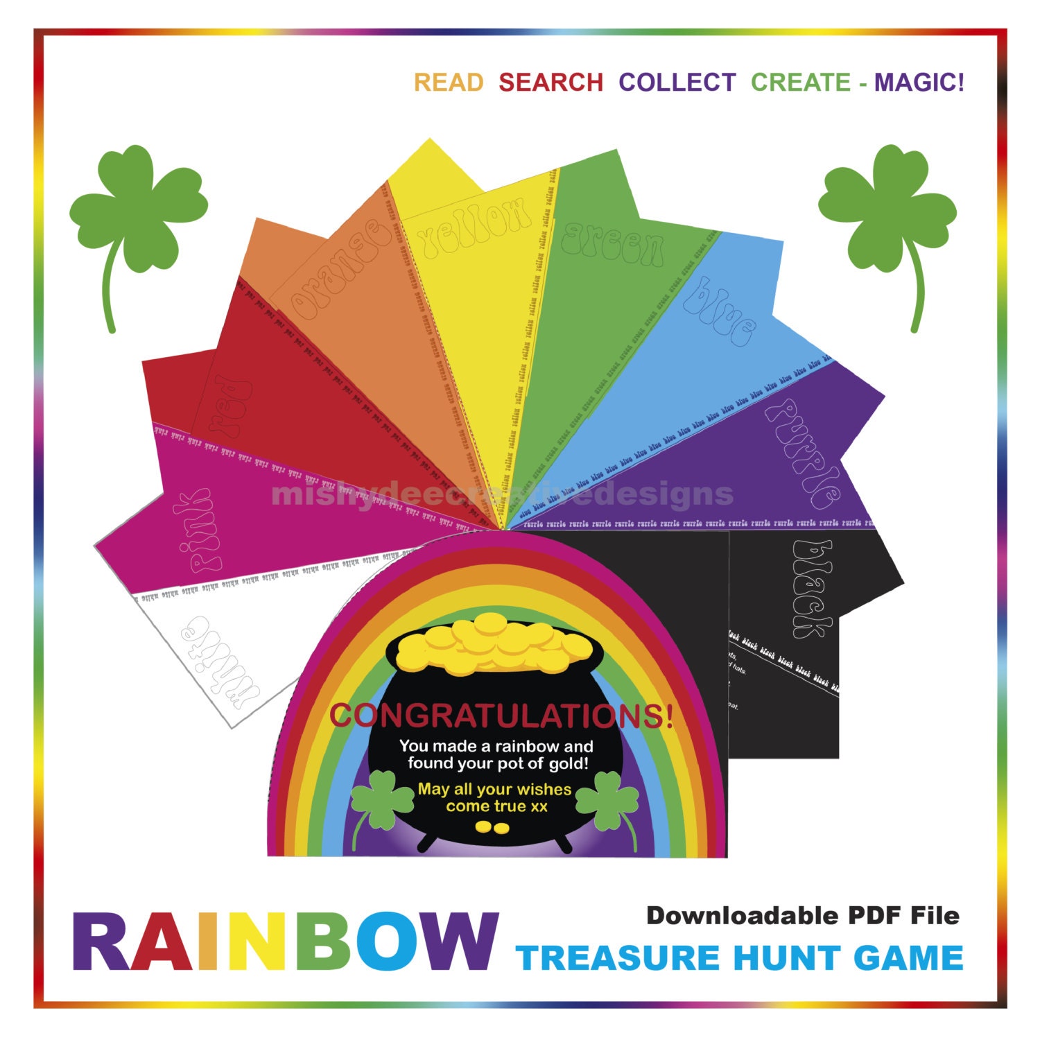 Rainbow Treasure Hunt Game Find the Pot of Gold Etsy
