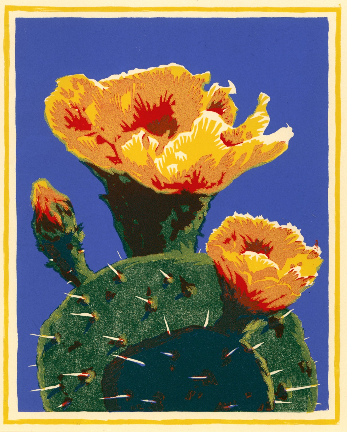 Desert Crown, 4 block woodcut, signed edition of 30.