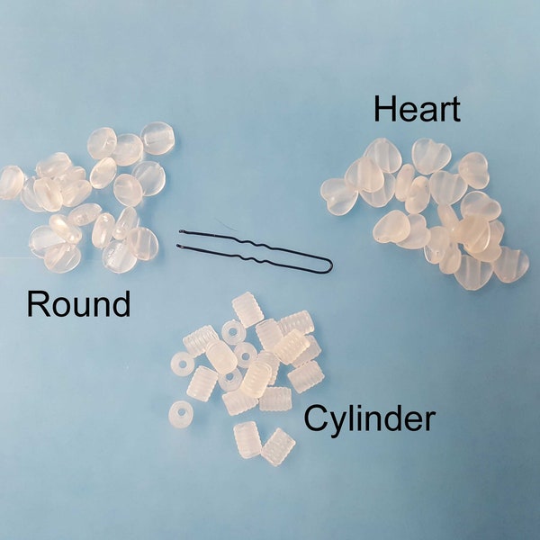 Clear Silicone Elastic Cord Stopper Bead Locks- Cylinder Round Heart Face mask accessories *Threading Tool Included* Mask Toggles Pack of 20