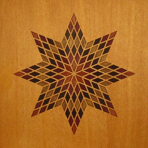 Wood Laser Marquetry Inlay wood puzzle DIY Wood Craft Kit- Betelgeusian 106K Texas Lone Star Quilt Pattern - Wall Art- Home Decor