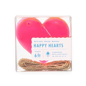 Neon Pink Heart Banner, Valentine&#39;s Day Banner, Heart Garland - Neon Pink, Handmade with Happiness® in the USA