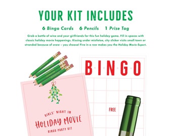Christmas Bingo, Holiday Movie Bingo, Christmas Movie Bingo, Secret Santa Gift, Holiday Hostess Gift, White Elephant Gift