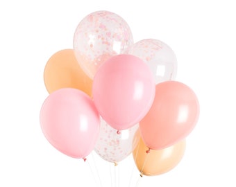 Valentine's Day Balloons, Pink Peach Coral (12 Balloons) - Handmade with Happiness® in the USA - Candy Balloons