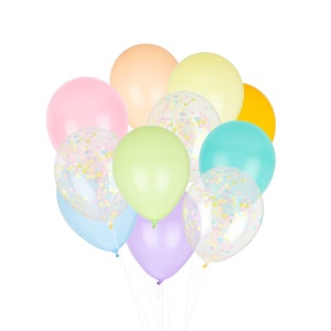 Whimsy Classic Balloons (12 Balloons) - Handmade with Happiness® in the USA - Pastel Rainbow Party Decorations - Pastel Balloons
