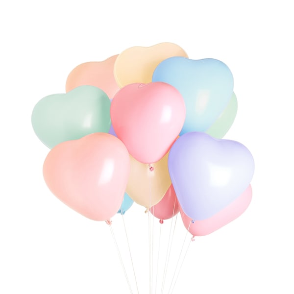 Pastel Heart Balloons, Valentine's Day Party, Pastel Rainbow, Engagement Balloons, Valentine's Day Photoshoot Props - 11 inches