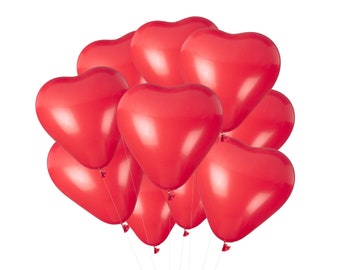 Red Heart Balloons, Valentine's Day Party, Engagement Balloons, Valentine's Day Photoshoot Props - 11 inches