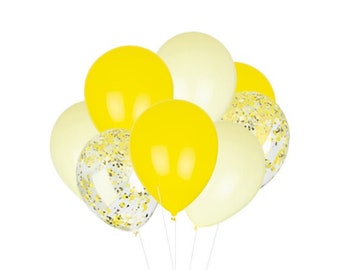 ポップコーンバルーン（バルーン 12 個） - 米国で Handmade with Happiness® - 黄色のバルーン - 黄色の誕生日パーティー - 11 インチのバルーン