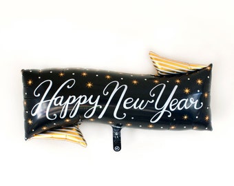 Happy New Year Balloon Banner