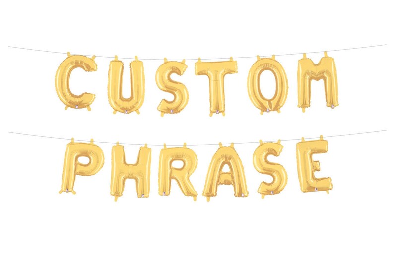 Custom Letter Balloon Banner Gold Silver Mylar Custom Letter Party Banner Party Decorations Number Balloons Birthday Party Decor Name Banner