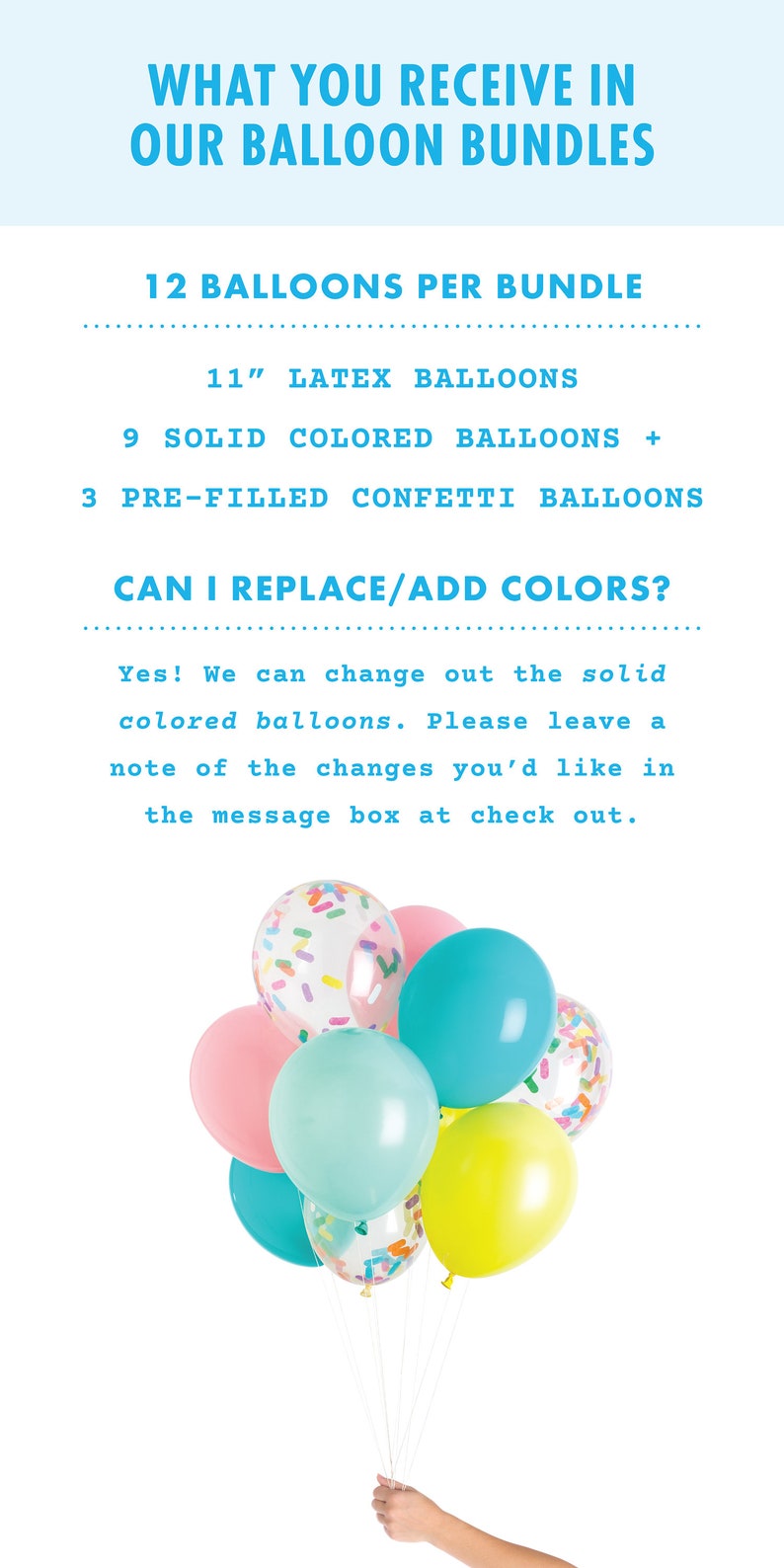 Carousel Balloons includes 3 pre-filled confetti balloons 12 Balloons