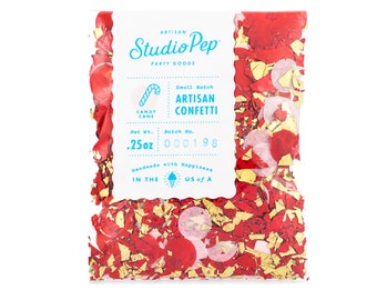 Chistmas Holiday Confetti, Red Pink Gold (Candy Cane Confetti) - Handmade with Happiness® in the USA
