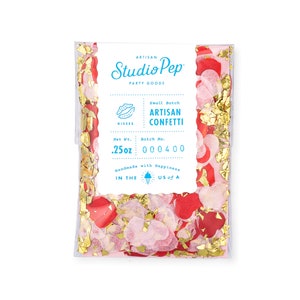 Kisses Confetti - Feito à mão com Happiness® nos EUA - Heart Confetti - Valentine's Day Confetti - Heart-Shaped Confetti