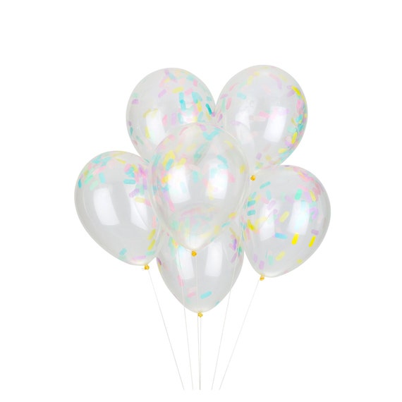Pastel Sprinkle Balloons, Ice Cream and Donut Party Decorations, Cupcake Sprinkles Confetti Balloons - 6 pre-filled confetti balloons Il_570xn