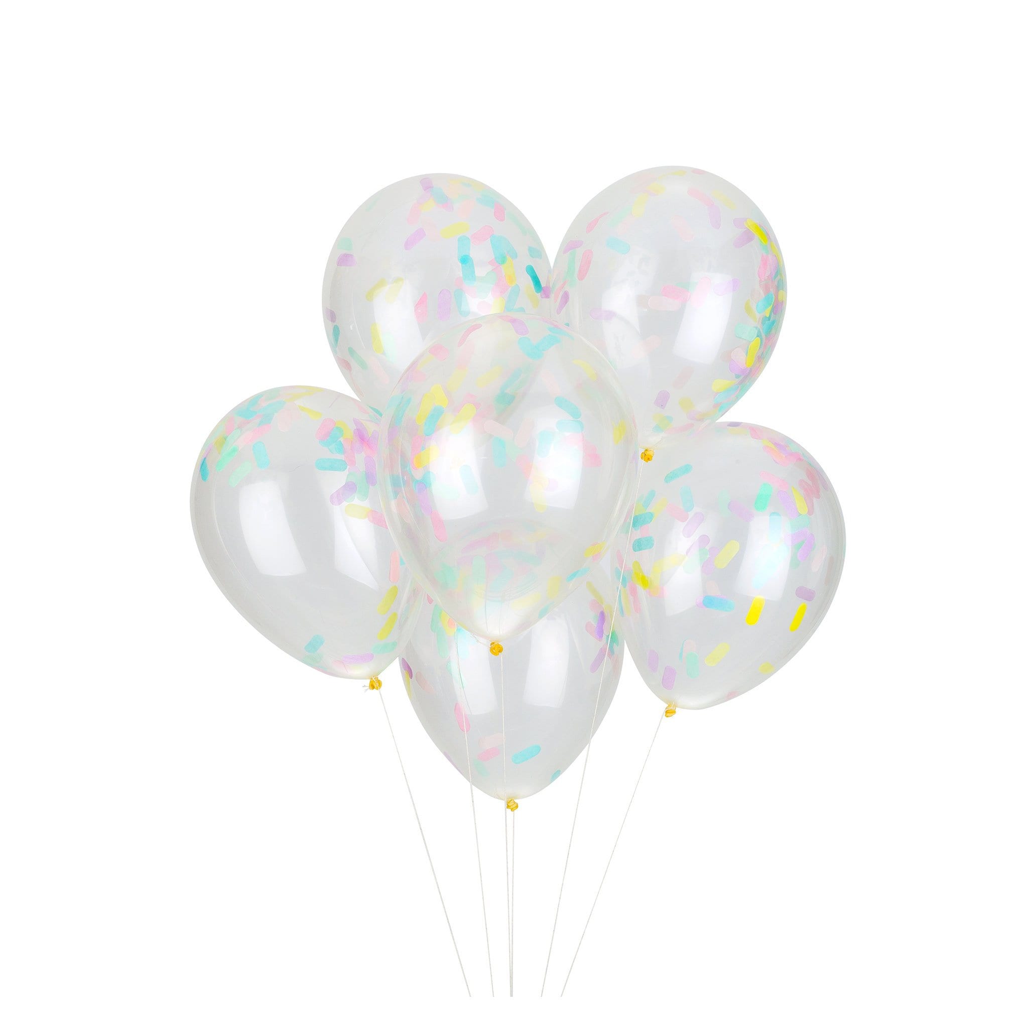 Pastel Sprinkle Balloons, Ice Cream and Donut Party Decorations, Cupcake Sprinkles Confetti Balloons - 6 pre-filled confetti balloons