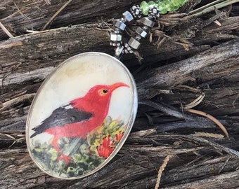 I'iwii Bird Painted Pendant