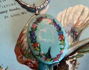 Floral Wreath Painted Pendant