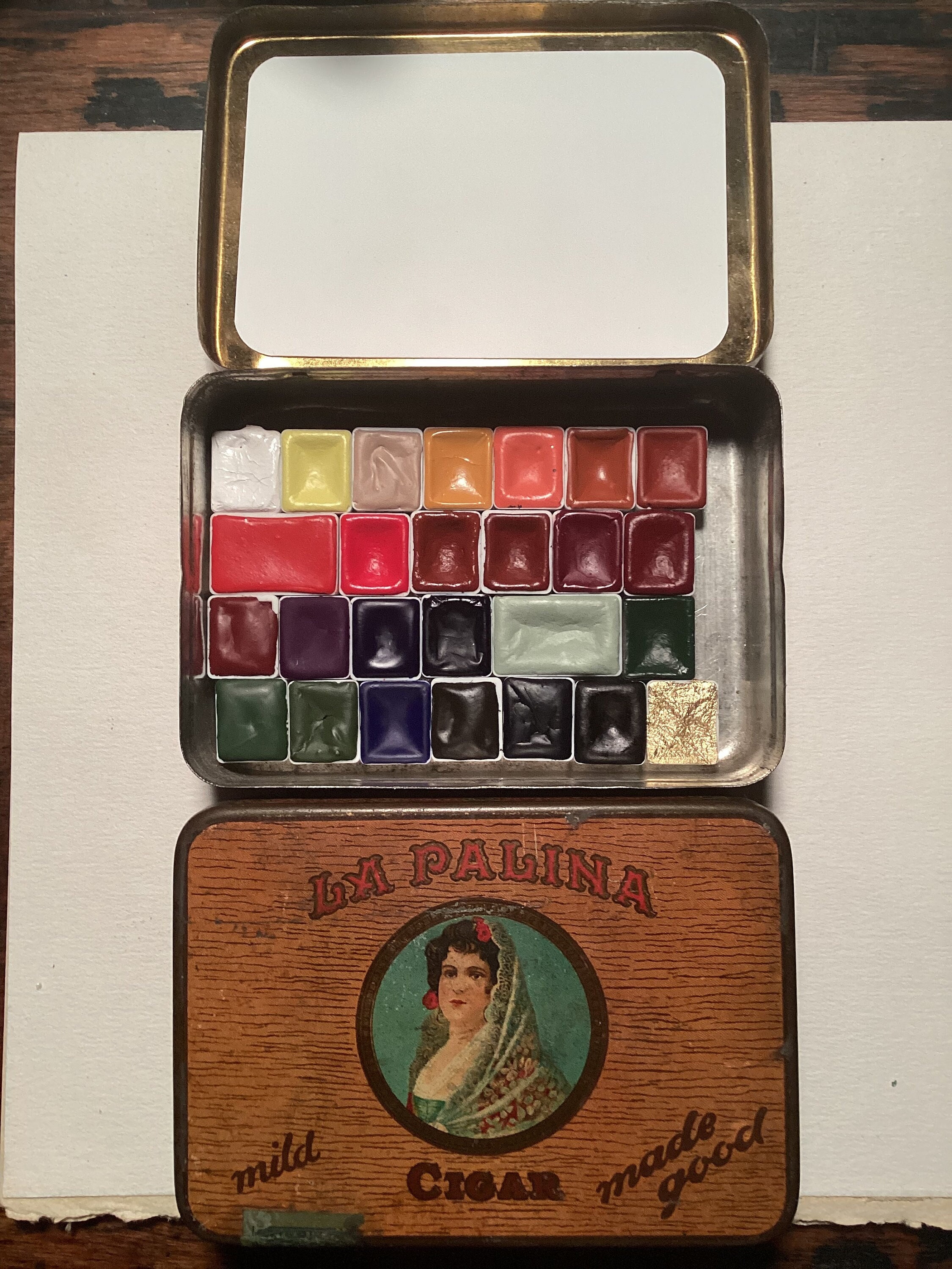 Schmincke Horadam Aquarelle 60 x 1/2 pans Wooden Box Set with Porcelain  Palette and 2 Paintbrushes