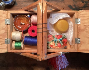 A Mexican Tiered Dyers Sewing Box