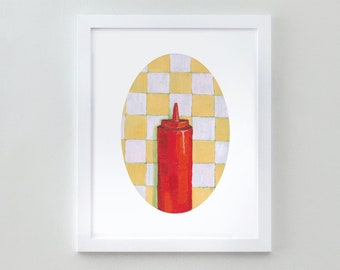 Retro ketchup 8x10 Fine Art Print | Aesthetic Kitchen Decor