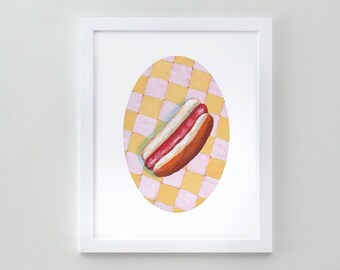 Retro Hotdog 8x10 Fine Art Print | Aesthetic Kitchen Decor