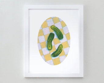 Retro Pickle 8x10 Fine Art Print | Aesthetic Kitchen Decor