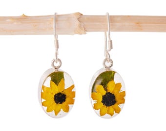 Handmade Sunflower Earrings, Floral Resin Jewelry, Real Flower Earrings, Flower Jewelry, Sunflowers in Resin, Handcrafted Flower Jewelry