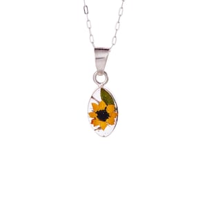 Handmade Preserved Sunflower Jewelry, Floral Resin Necklace, Resin Jewelry, Tiny Marquise Necklace, Cute Flower Charm, Real Flowers in Resin