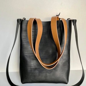 Black Leather Tote ,Brown, Leather Tote ,Travel Bag  , Leather Market bag ,Black Leather Tote, RWOODB