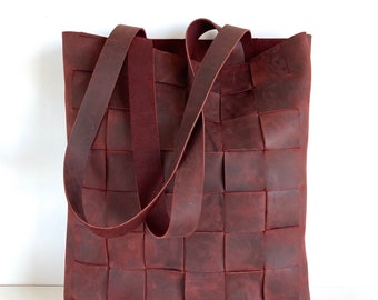 Cognac Brown Leather Tote- Leather tote bag- Handmade-Cognac Leather Bag-Man -Woman-Leather Bag