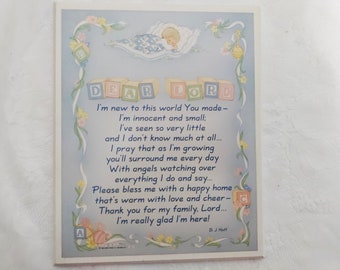 Vintage Abbey Press Baby prayer Dear Lord plaque B J Hoff 1990