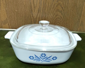 Vintage Corning Ware Cornflower pattern Casserole with lid 1960's P-1- B