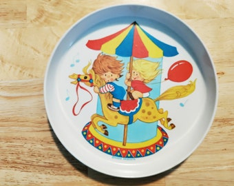 The First Years Kiddie Products carousel toddler baby plate 1970's