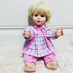 Vintage Baby So Beautiful Doll by Playmates 1995 Hazel Green eyes in original pants and top.