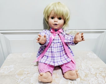 Vintage Baby So Beautiful Doll by Playmates 1995 Hazel Green eyes in original pants and top.