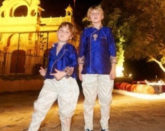 Boys raw silk kurta and jodhpuri pants