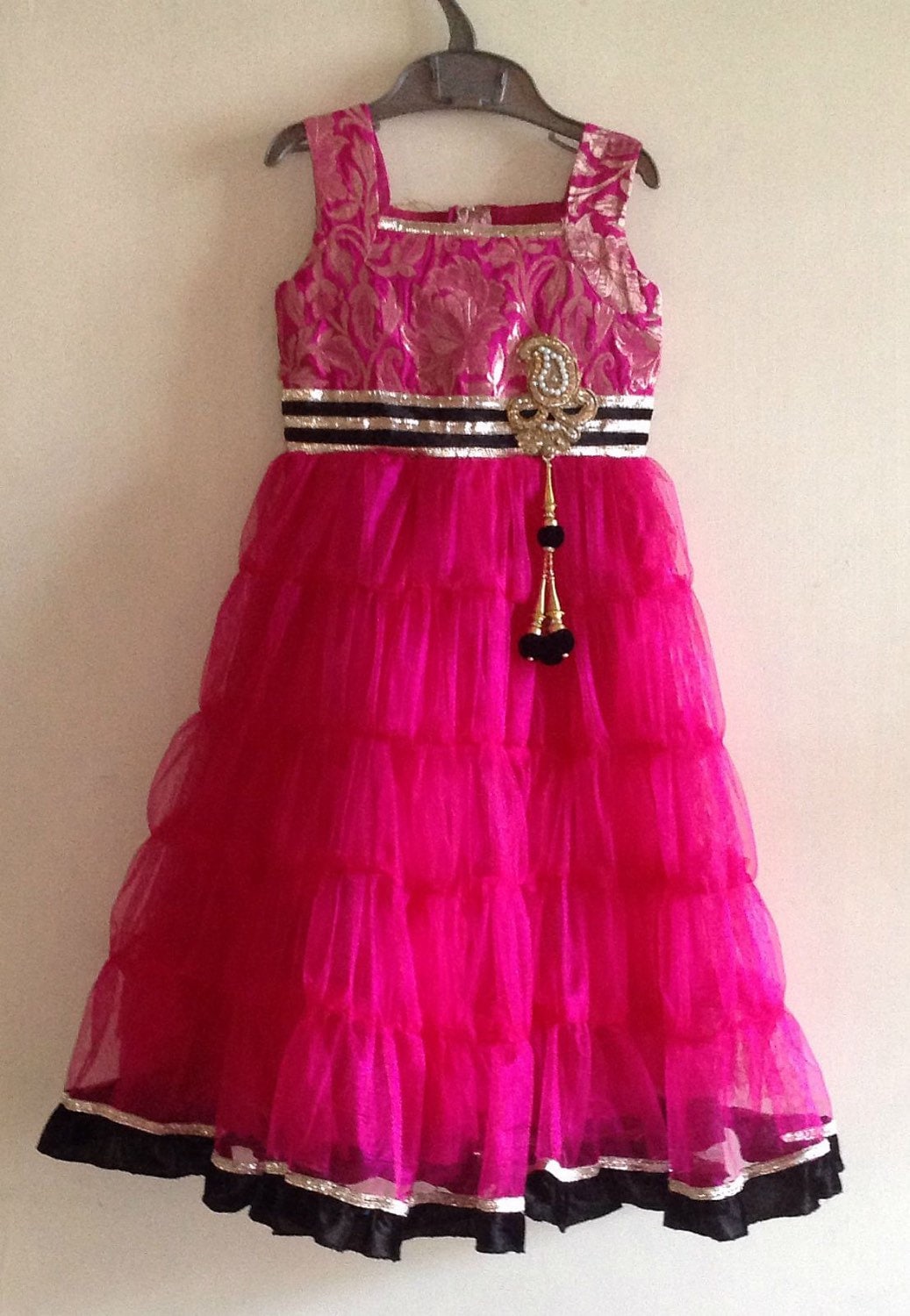 Hot Pink Brocade and Tulle Kids Party 