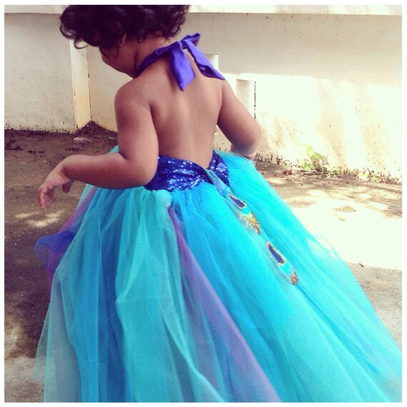 Beautiful Halter Neck Peacock Tutu With Sequin Top