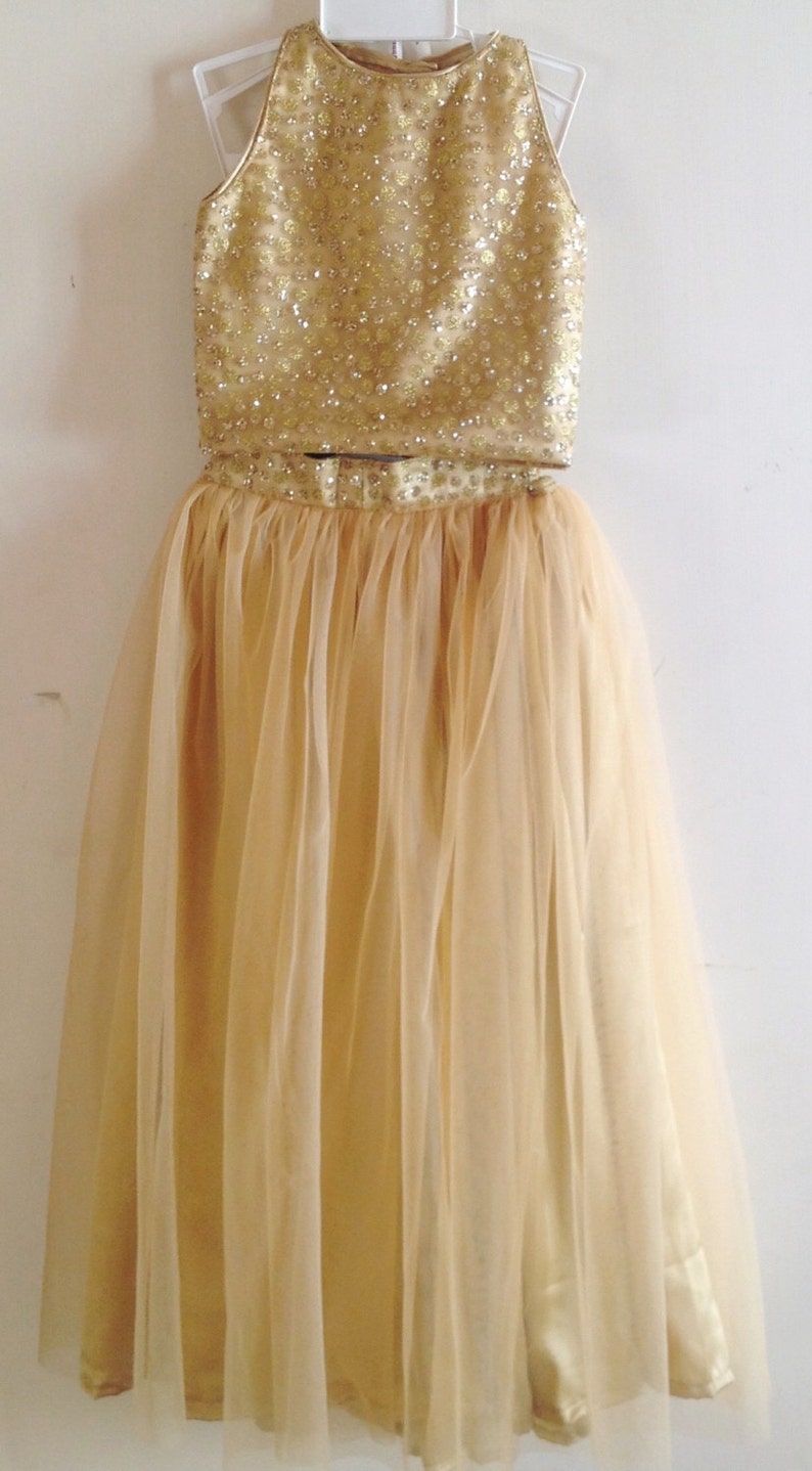 Gold Sparkling Crop Top and Gathered Gold Tulle Skirt Etsy India