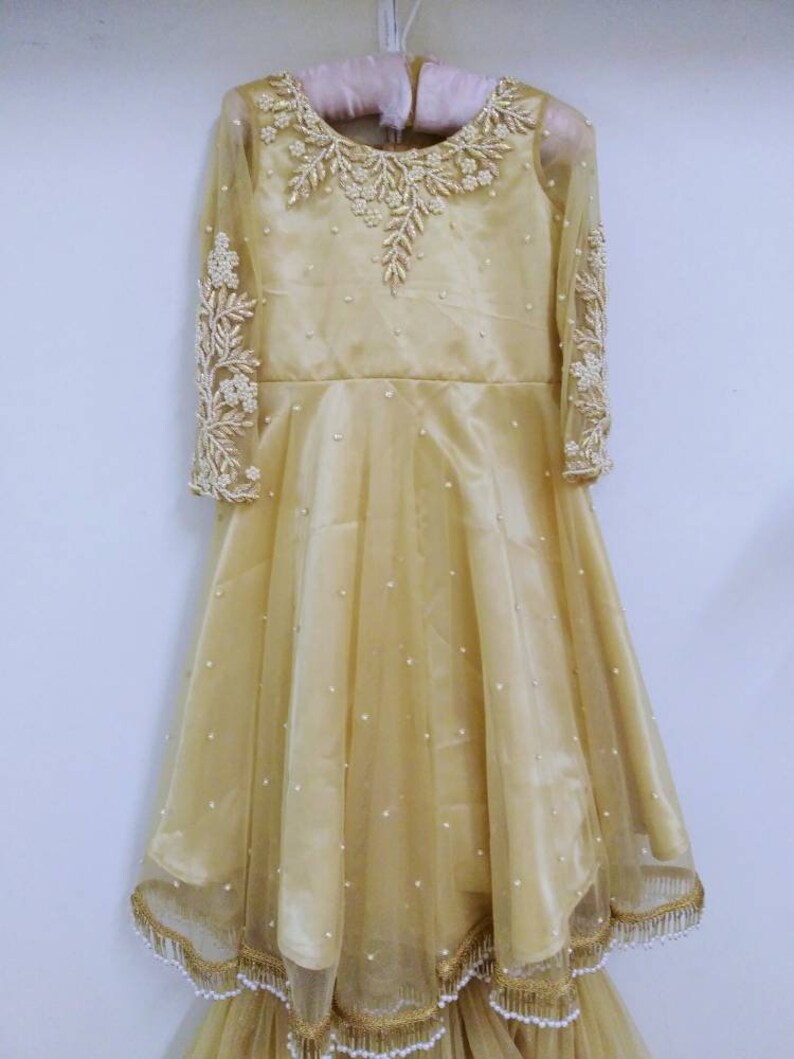 Embroidered Net Chiffon Gharara Set