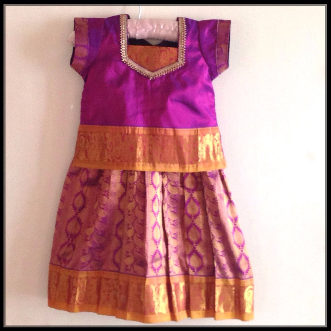 Kids Kachipuram Pattu Pavada South Indian Traditional Dress - Etsy