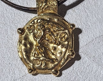 Rustique For Ever Ange Abstract Angel Archangel Gabriel Love & Peace Symboles Pendentif Talisman, Gold Bronze Pendant